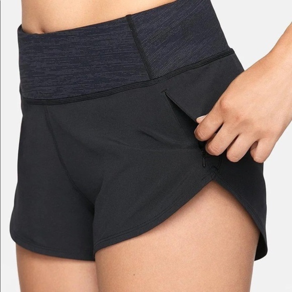 Outdoor Voices Black Athletic Shorts with Heathered Waistband